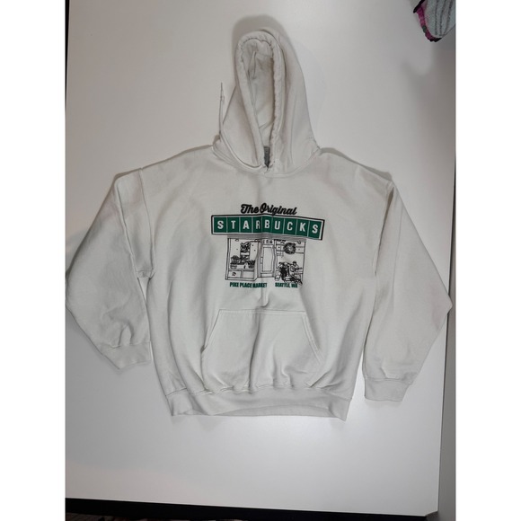 The Original Starbucks Pike Place Market Seattle WA Gildan Hoodie Large - Picture 1 of 5